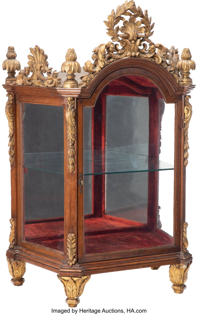 An Italian Partial-Gilt Carved Wood Table Vitrin (1 of 4)