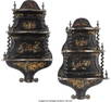 61140: A Pair of Lacquered Wall Etagere Inlaid with Mot