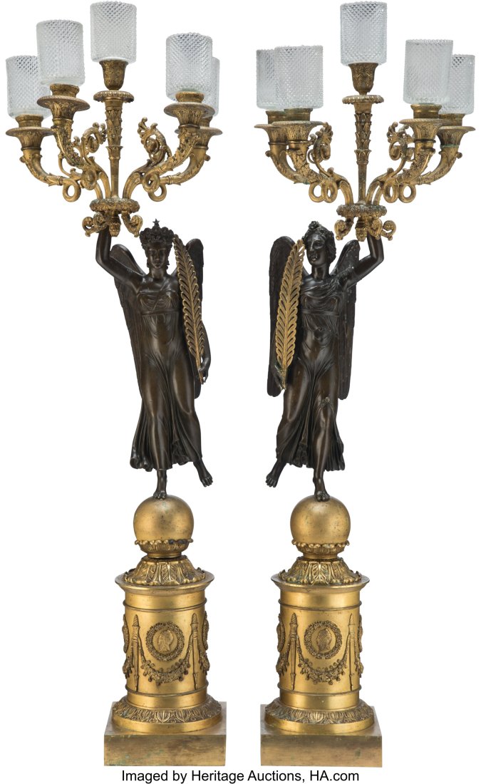 A Pair of French Empire-Style Gilt and Patinated (1 of 3)