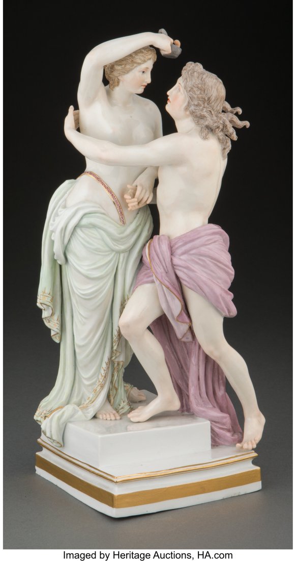 A Meissen Partial-Gilt Porcelain Group: Hero and (1 of 5)