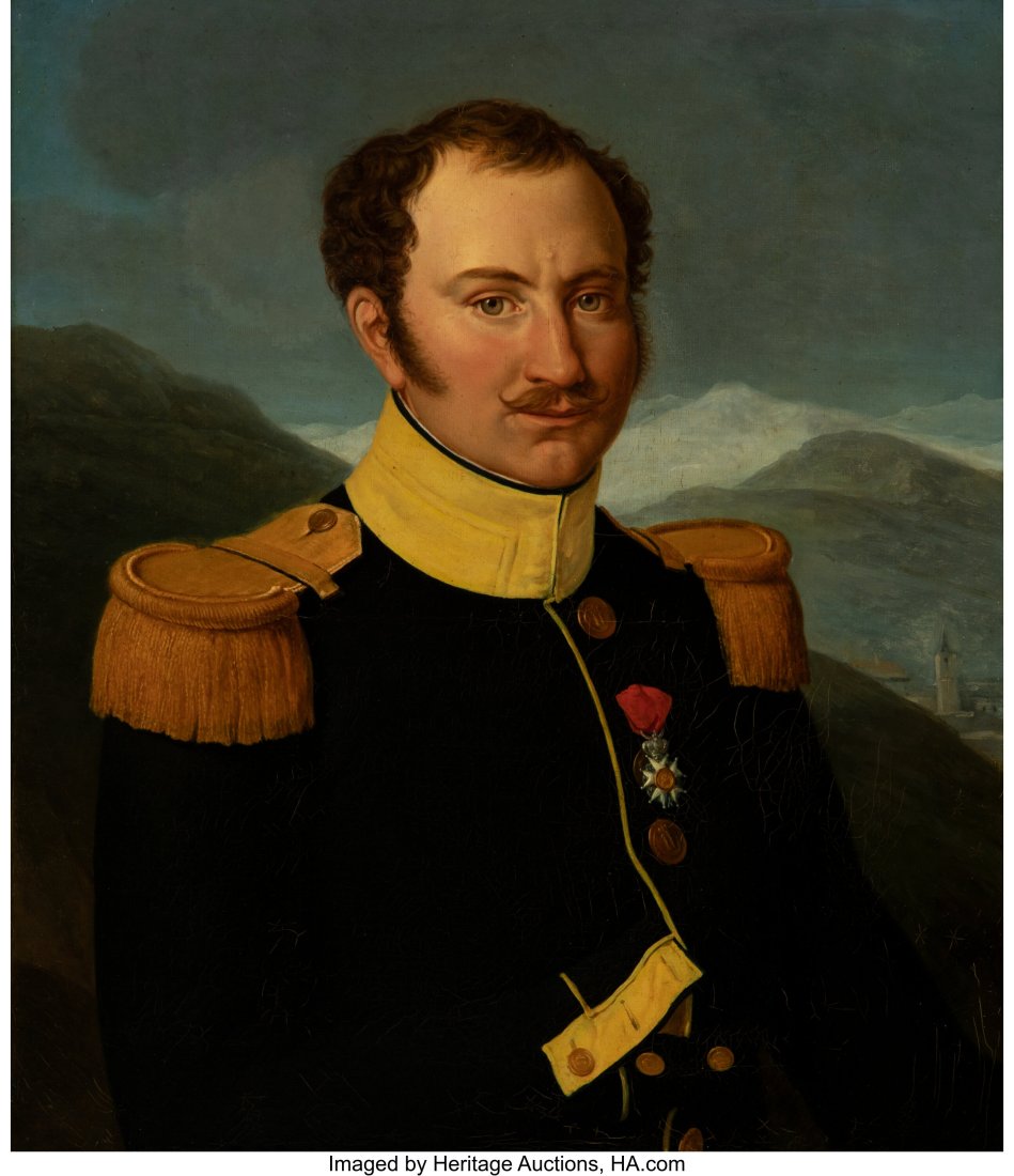 Continental School (19th Century) Portrait of a: Continental School (19th Century) Portrait of a military figure wearing the Knight's Cross of the Legion of Honor, possibly Prince Alexander Chavchavadze Oil on canvas 25-3/4 x 22