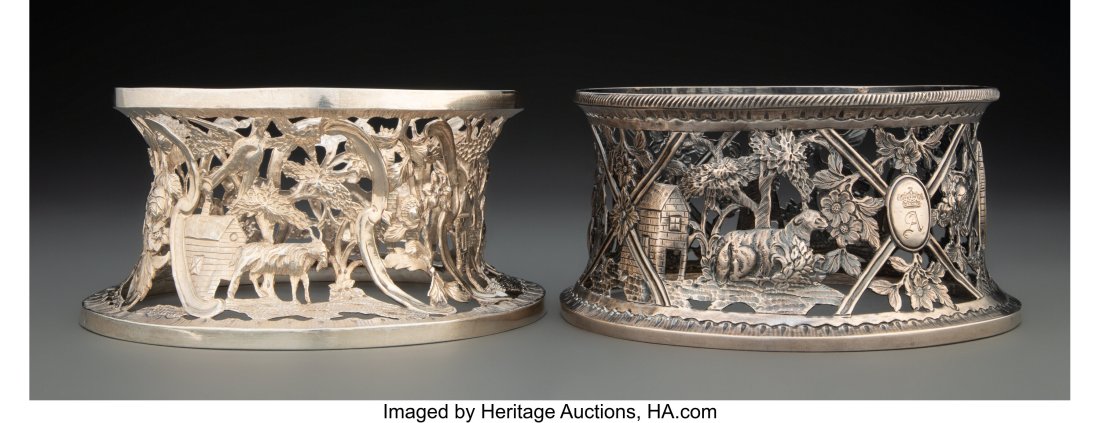 Two Irish Silver Dish Rings, Dublin, Ireland, 18: Two Irish Silver Dish Rings, Dublin, Ireland, 1822 Marks: (various) 4 x 7-7/8 x 7-1/8 inches (10.2 x 20.0 x 18.1 cm) (each
