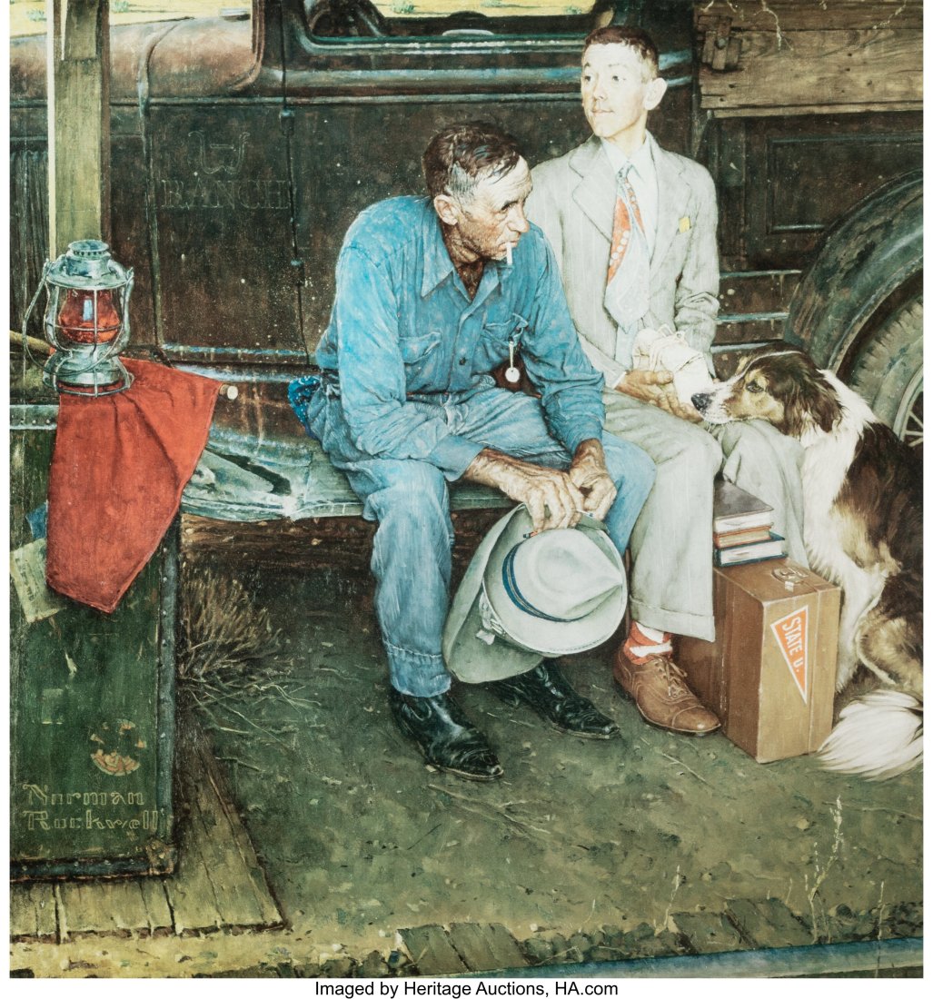 Norman Rockwell (American, 1894-1978) Breaking H: Norman Rockwell (American, 1894-1978) Breaking Home Ties, circa 1970 Lithograph in colors on paper 23 x 21-1/2 inches (58.4 x 54.6 cm) (image&rpa