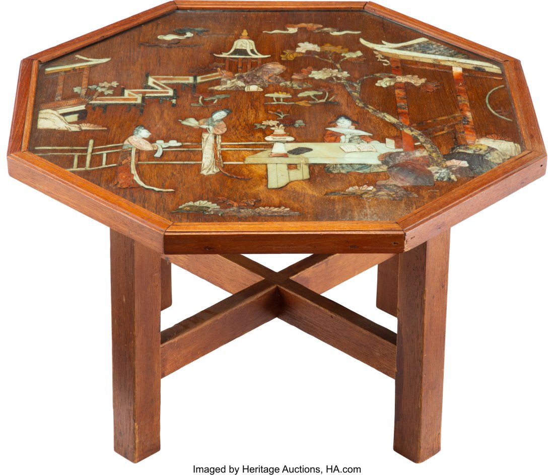 A Chinese Figural Hardstone Specimen Top Table 1: A Chinese Figural Hardstone Specimen Top Table 16 x 26 x 28 inches (40.6 x 66.0 x 71.1 cm) HID03101062020 © 2023 Heritage Auctions | All Rights Reserved