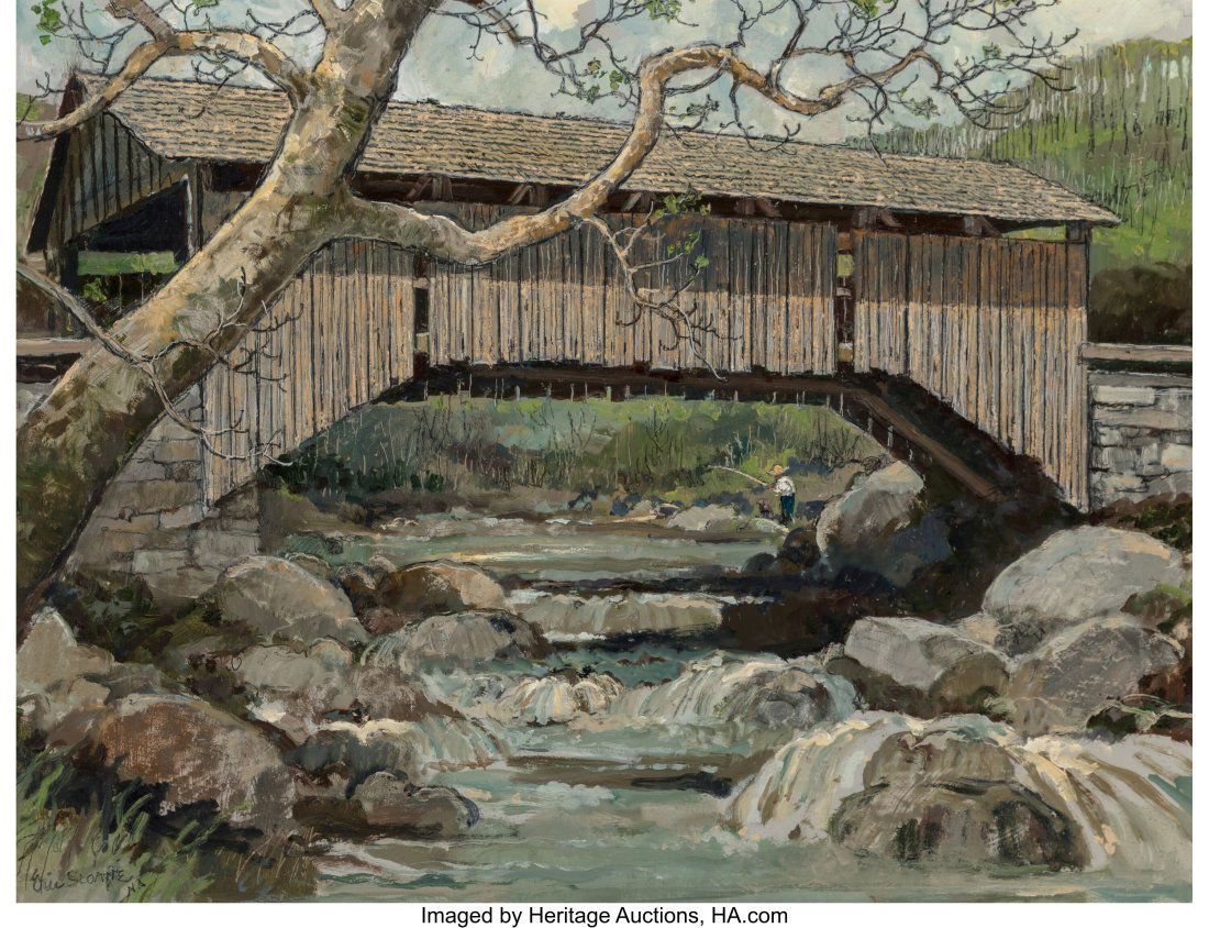 Eric Sloane (American, 1905-1985) Spring Oil on: Eric Sloane (American, 1905-1985) Spring Oil on panel 18 x 23-1/2 inches (45.7 x 59.7 cm) Signed lower left: Eric Sloane N.A. Signed and