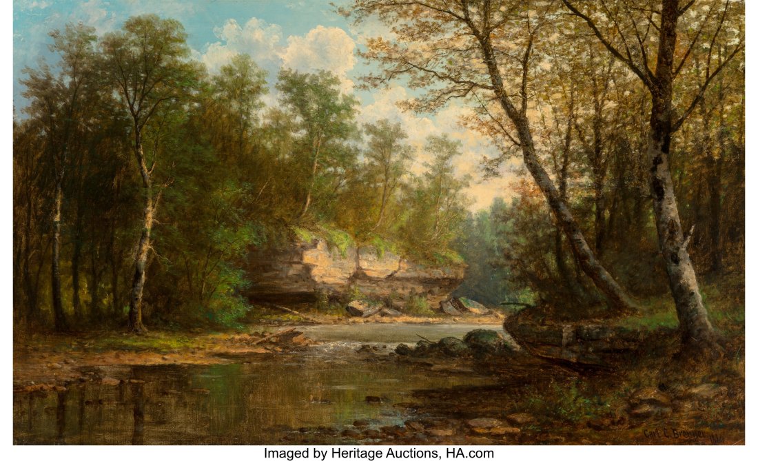 Carl C. Brenner (American, 1838-1888) Trickling: Carl C. Brenner (American, 1838-1888) Trickling Stream, 1880 Oil on canvas 18 x 30 inches (45.7 x 76.2 cm) Signed and dated lower right: Carl C. Brenner / 1889 PROVENANCE: Robert M. Hicklin Jr. Inc., 
