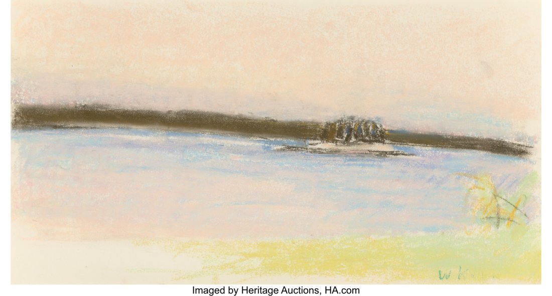 Wolf Kahn (American, 1927-2020) Maine Island Pas: Wolf Kahn (American, 1927-2020) Maine Island Pastel on paper 9-1/2 x 17 inches (24.1 x 43.2 cm) (sheet) Signed lower right: W. Kahn P