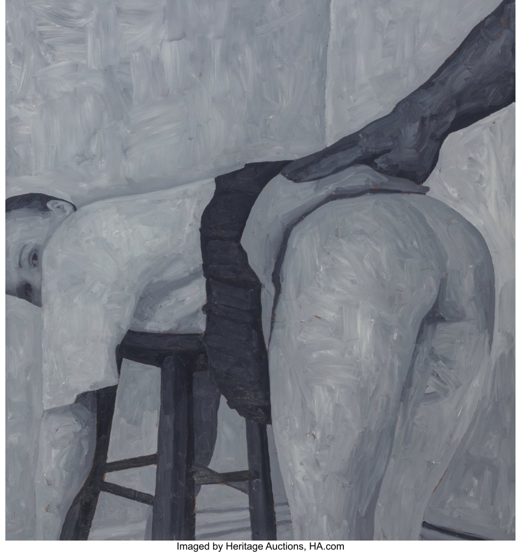 Ryan Mendoza (b. 1971) Bad Girl #1 Oil on linen: Ryan Mendoza (b. 1971) Bad Girl #1 Oil on linen 79 x 74 inches (200.7 x 188.0 cm) Signed four times on the reverse: Ryan / Ryan / Ryan /