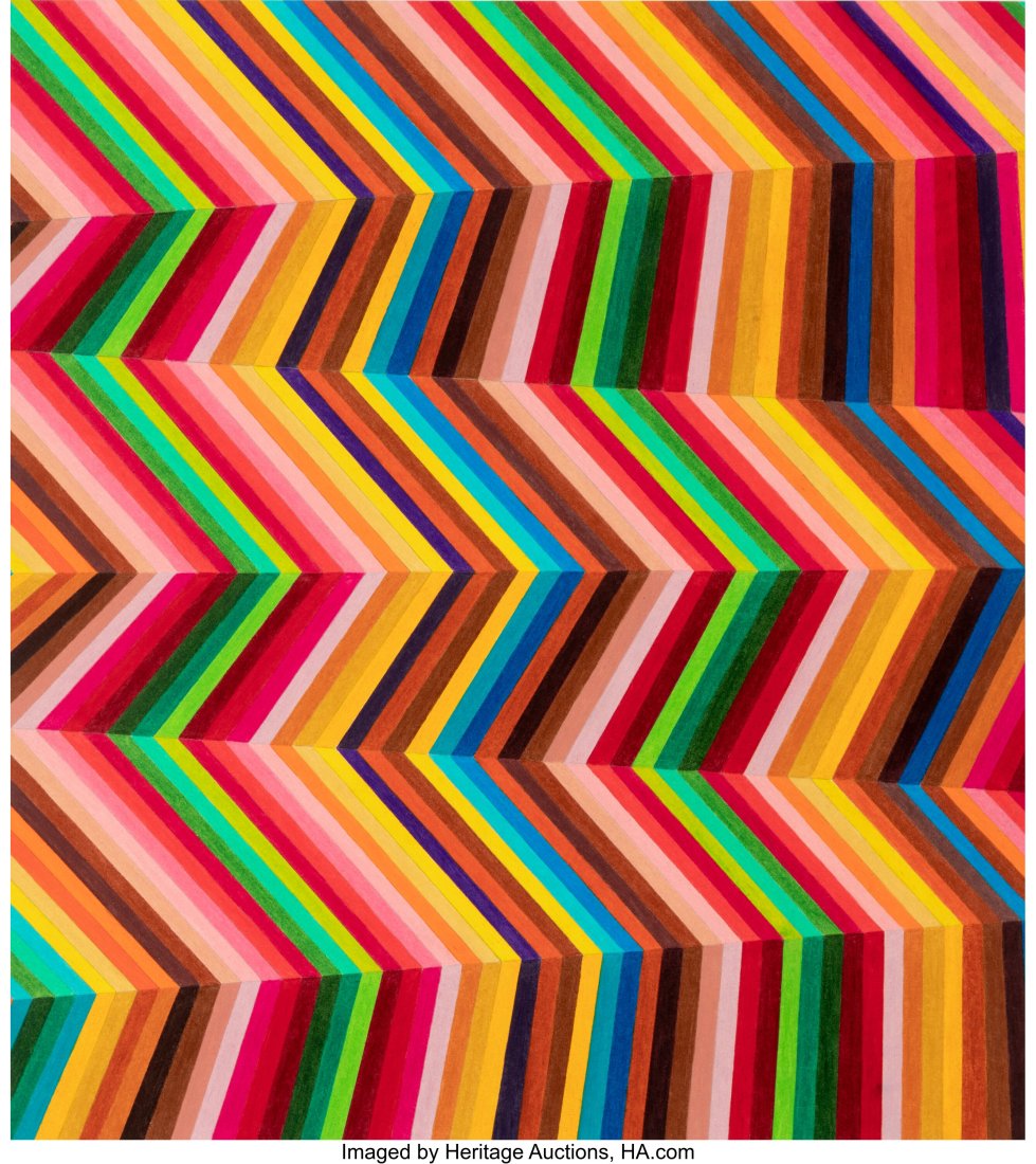 Brooklin A. Soumahoro (b. 1990) Untitled (Zig-Za: Brooklin A. Soumahoro (b. 1990) Untitled (Zig-Zag), 2020 Colored pencil on paper 18 x 16 inches (45.7 x 40.6 cm) (sheet) Signed and dated on the reverse: Brooklin Aboubakar Soumahoro / 2020 HID0310106