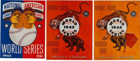1945 World Series Programs Trio (Including Rare: 1945 World Series Programs Trio (Including Rare "Pull Off Bear's Tail" Version). Recallin