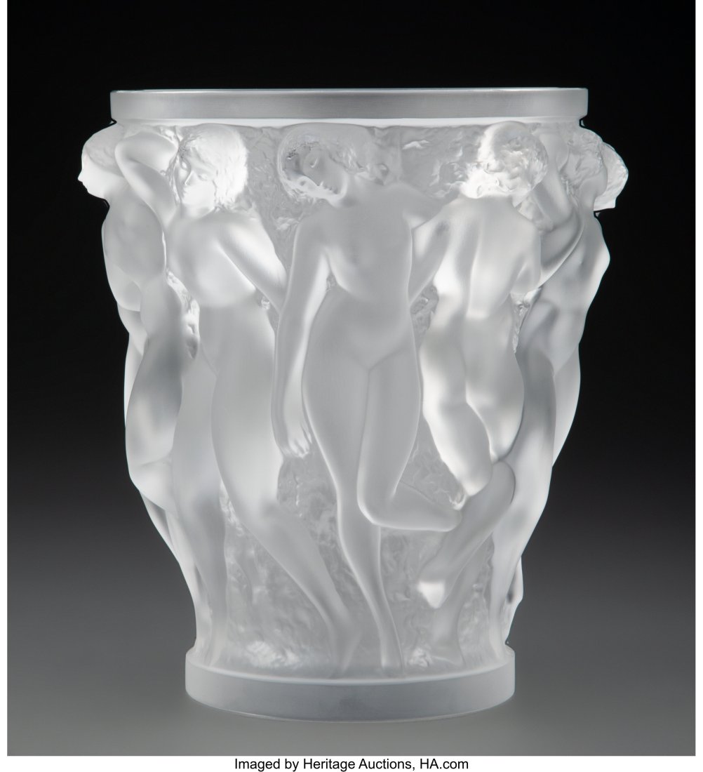 Lalique Clear and Frosted Glass Bacchantes Vase,: Lalique Clear and Frosted Glass Bacchantes Vase, post-1945 Marks: Lalique France 9-5/8 inches (24.4 cm) HID03101062020 © 2023 Heritage Auctions | All Rights 