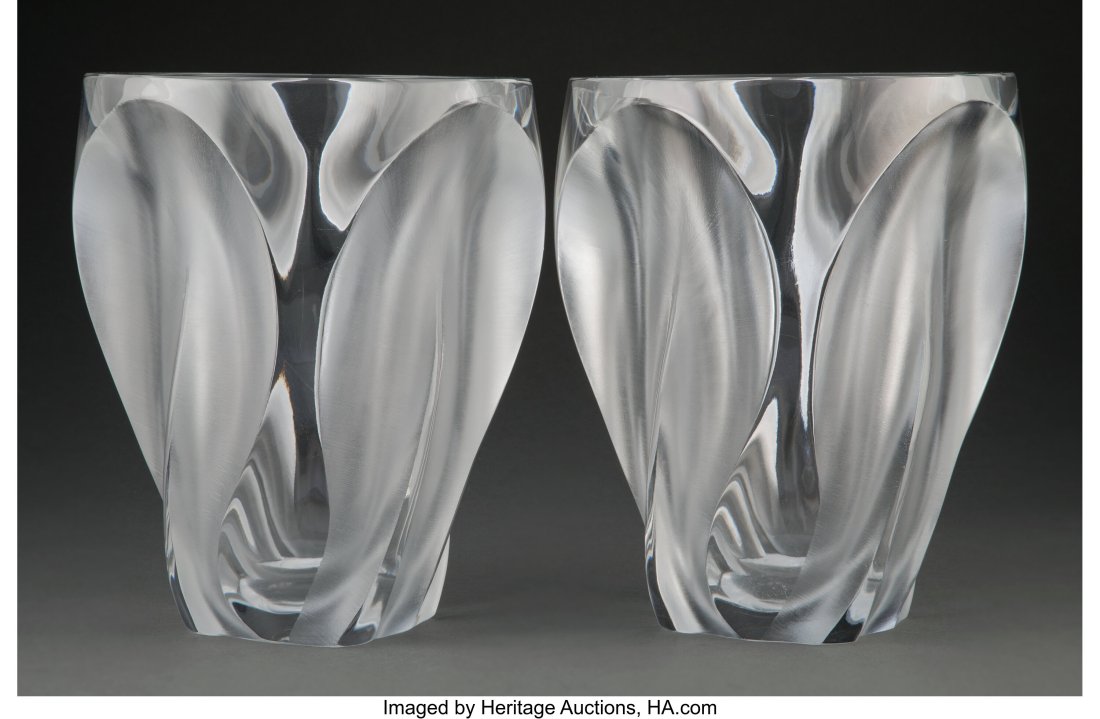Two Lalique Clear and Frosted Glass Ingrid Vases (1 of 3)