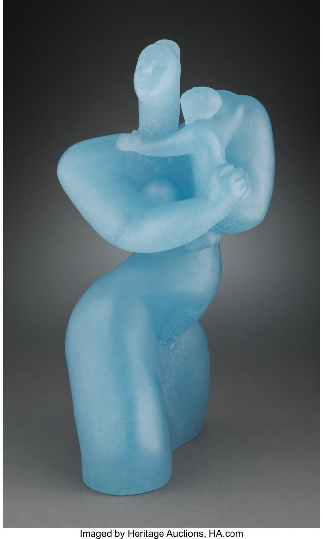 Daum Pâte de Verre Mother and Child Sculpture, : Daum Pâte de Verre Mother and Child Sculpture, late 20th century Marks: C. Loiam, Daum France, 24/175 18 inches (45.7 cm) Estate of Stacey Sny