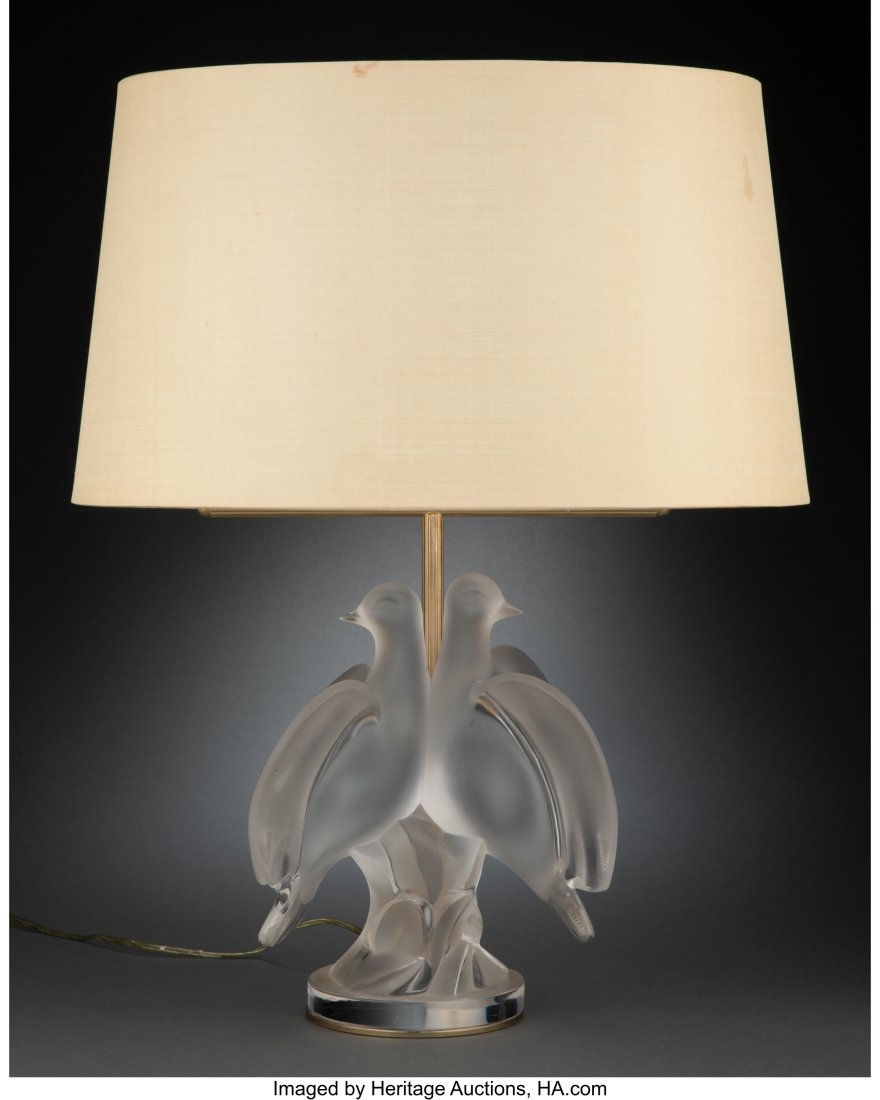 Lalique Clear and Frosted Glass Ariane Table Lam (1 of 3)