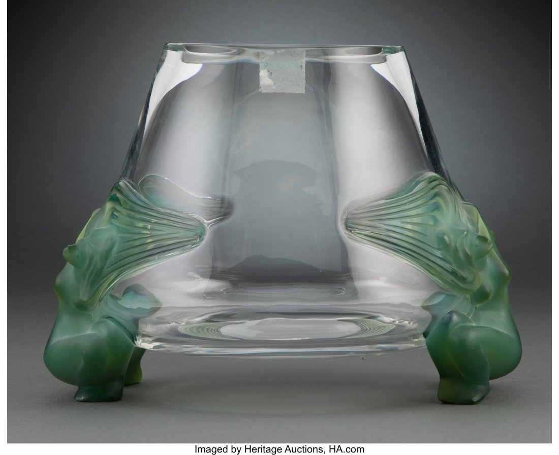 Lalique Clear and Green Glass Antinea Vase, post (1 of 4)
