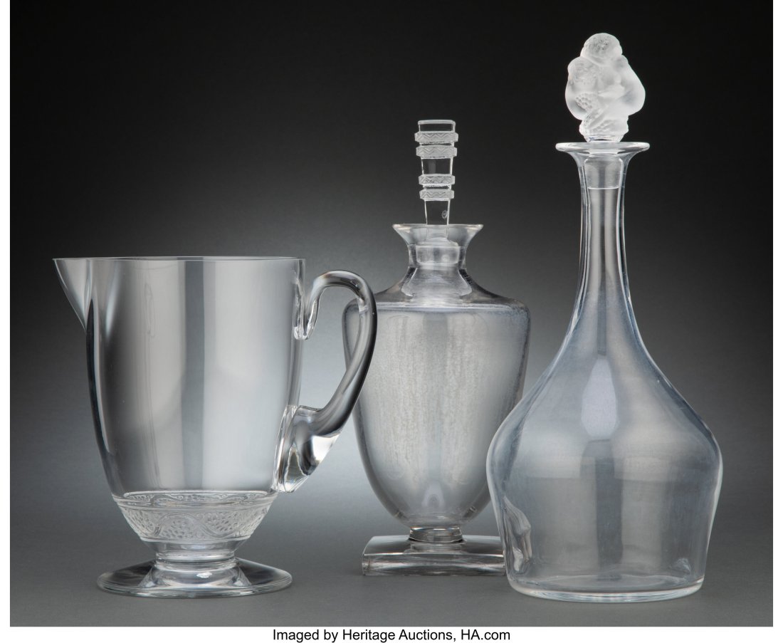 Three Lalique Clear and Frosted Glass Table Arti (1 of 3)