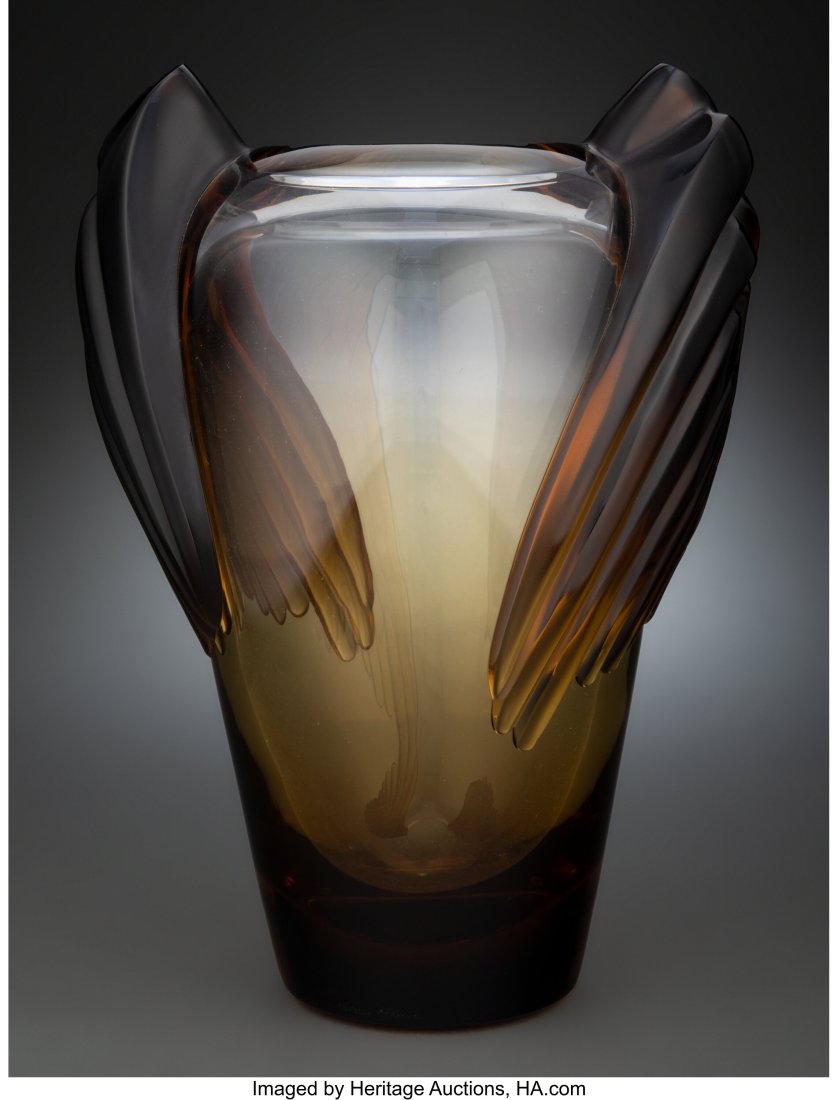 Lalique Topaz Glass Marrakech Vase, post-1945 Ma (1 of 4)