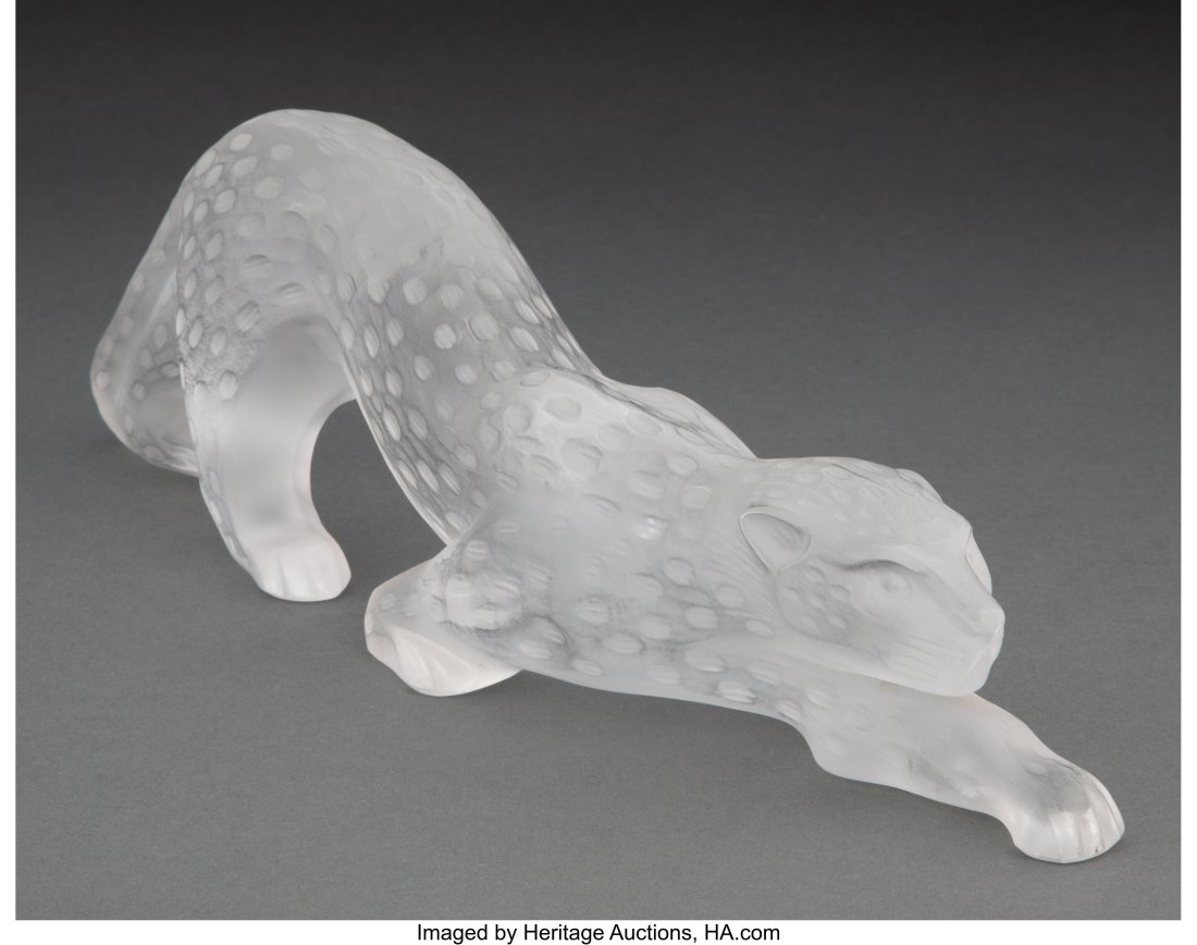 Lalique Clear and Frosted Glass Zelia Panther, p: Lalique Clear and Frosted Glass Zelia Panther, post-1945 Marks: Lalique France 4-1/4 x 14-1/4 x 3 inches (10.8 x 36.2 x 7.6 cm) HID03101062020 ©
