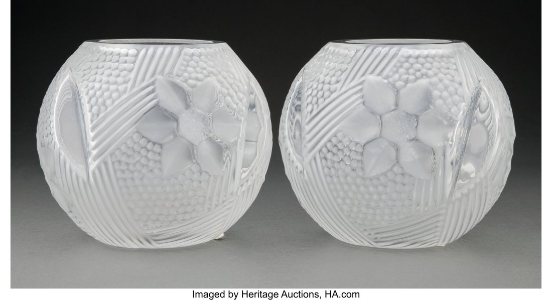 Two Baccarat Clear and Frosted Glass Florelia Va (1 of 5)