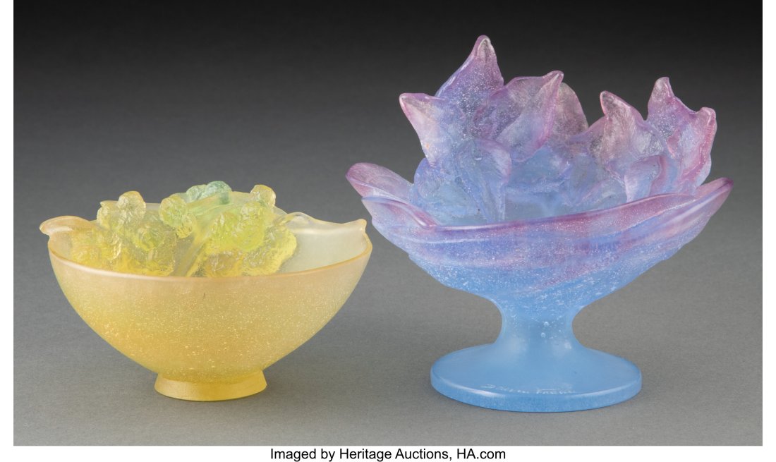 Two Daum Pâte de Verre Table Articles Marks: Da (1 of 3)