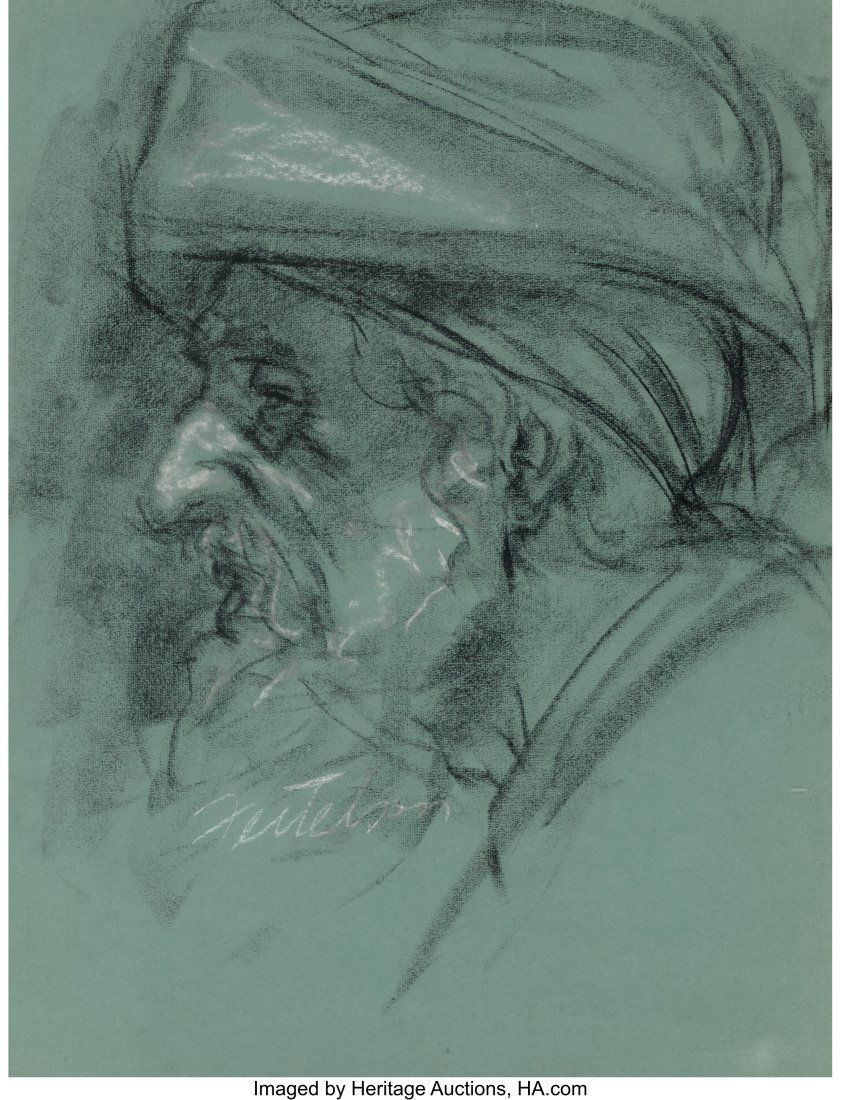 Lorser Feitelson (American, 1898-1978) Untitled,: Lorser Feitelson (American, 1898-1978) Untitled, Man in Hat Pastel on paper 24-5/8 x 18-1/2 inches (62.7 x 47.0 cm) Signed lower left: Feite