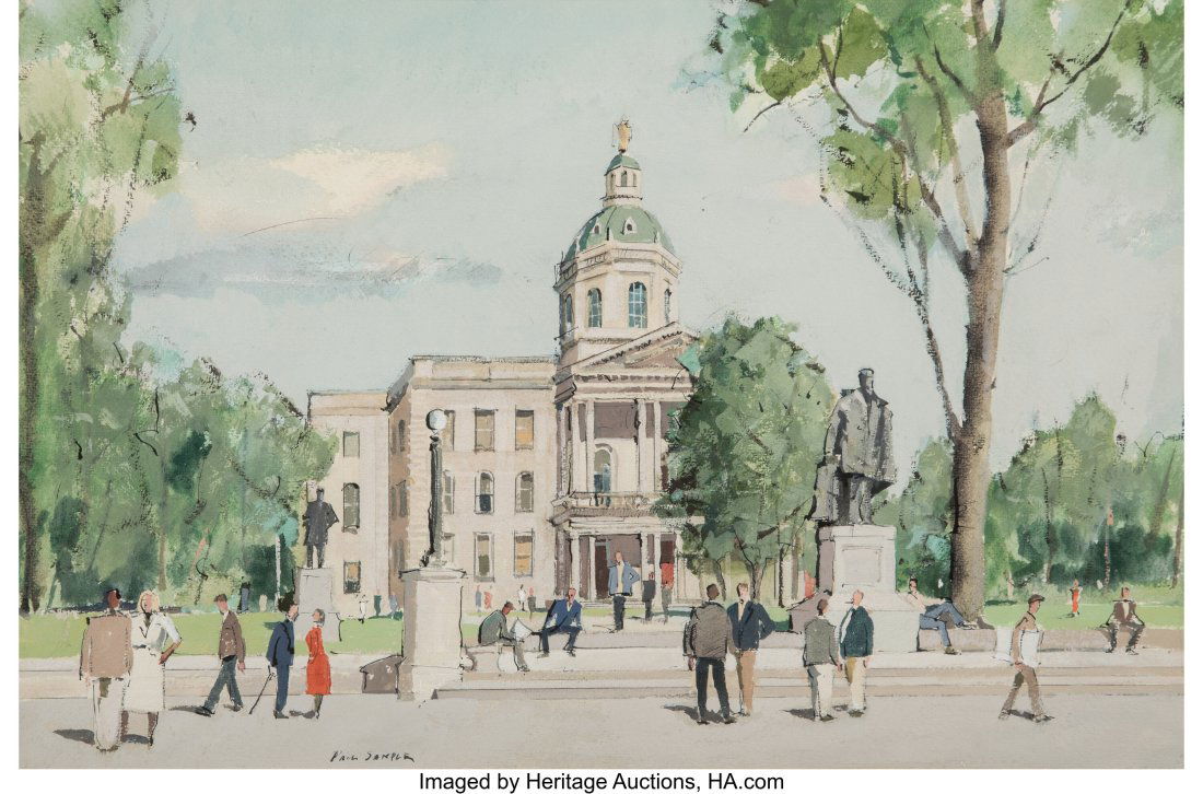 Paul Sample (American, 1896-1974) State Capitol,: Paul Sample (American, 1896-1974) State Capitol, Concord, New Hampshire Gouache, pencil, and ink on paper 13-1/4 x 20 inches (33.7 x 50.8