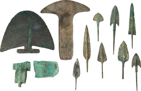 Lot of 11 Assorted Luristani Bronze Age Points a: Lot of 11 Assorted Luristani Bronze Age Points and Blades. Comprising: 1) Large attractiv