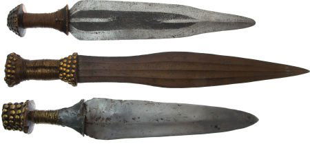 Lot of Three Ethnographic Edged Weapons from Cen: Lot of Three Ethnographic Edged Weapons from Central Africa. Comprising three short prest