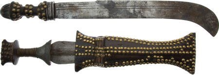 Lot of Two Ethnographic Edged Weapons from Centr: Lot of Two Ethnographic Edged Weapons from Central Africa. Comprising a parade knife and