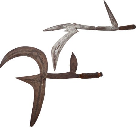 Lot of Two Assorted African Throwing Knives.: Lot of Two Assorted African Throwing Knives. Comprising two examples of ethnographic thro