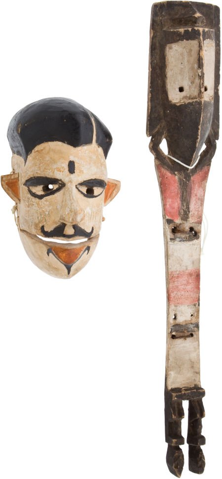 African Tribal Ethnographic Ceremonial Puppet Ma: African Tribal Ethnographic Ceremonial Puppet Mask. The small, Dogon, Mali polychrome car
