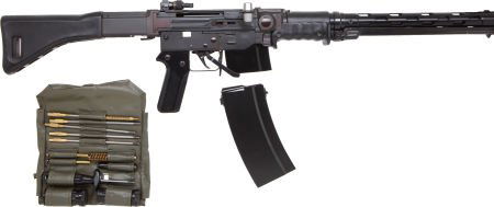 Boxed Swiss SIGARMS PE-57 Semi-Automatic Sportin: Boxed Swiss SIGARMS PE-57 Semi-Automatic Sporting Rifle. Serial No. PE3431, 7.5 x 55 cali