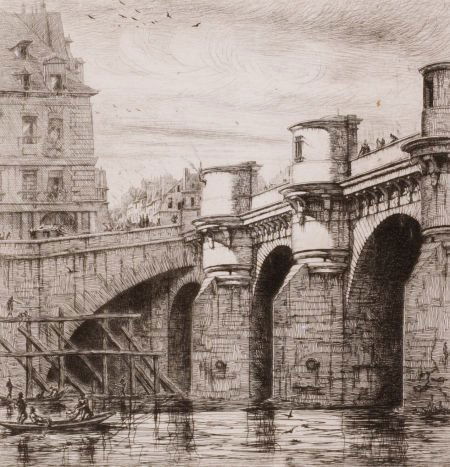 CHARLES MERYON (French, 1821-1868) Le Pont Neuf: CHARLES MERYON (French, 1821-1868)Le Pont NeufLine etchingImage: 6-1/2