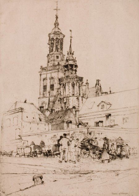 FRANK SHORT (British, 1857-1945) Towers of Kampe: FRANK SHORT (British, 1857-1945)Towers of KampenDrypoint etchingImage: