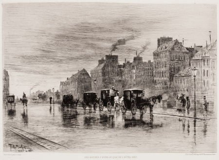 FÉLIX HILAIRE BUHOT (French, 1847-1898) Group of: FÉLIX HILAIRE BUHOT (French, 1847-1898) Group of four: Une Matinée d'hiver au Quai de l'