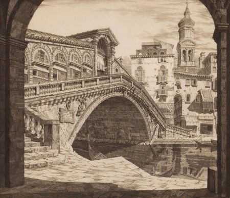 JOHN TAYLOR ARMS (American, 1887-1953) Shadows o: JOHN TAYLOR ARMS (American, 1887-1953)Shadows of Venice, 1930Etching and aq