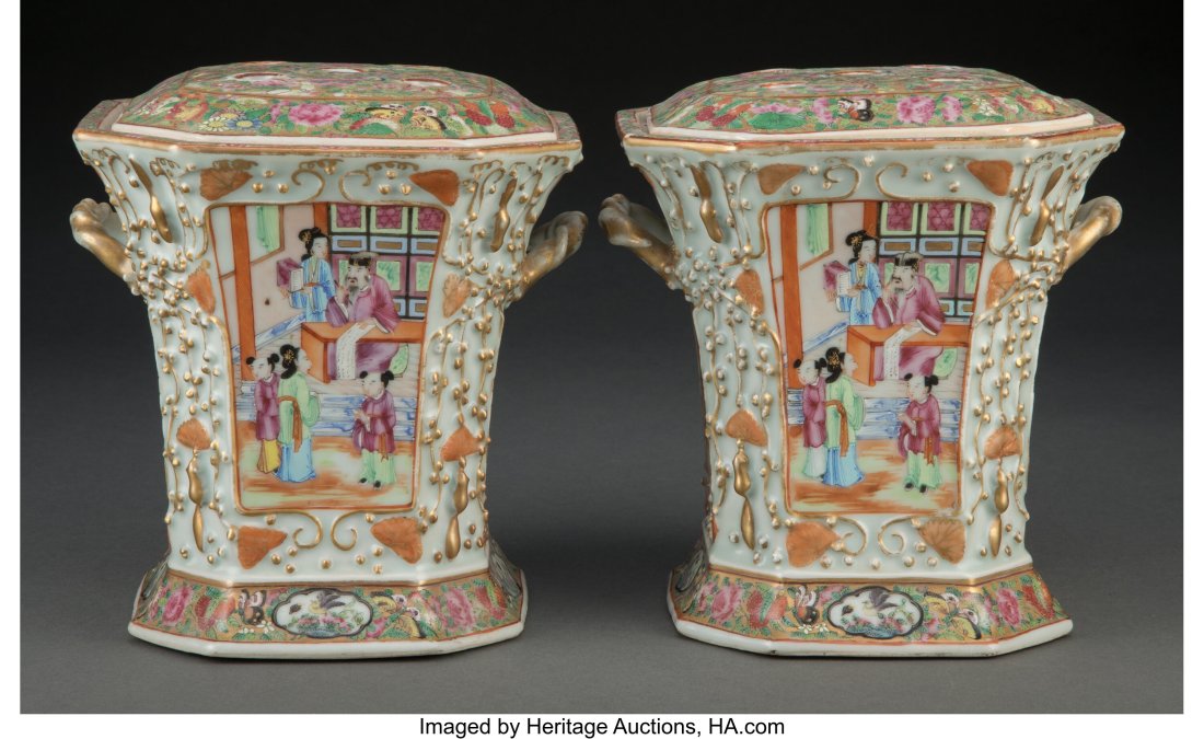 A Pair of Chinese Canton Rose Medallion Covered (1 of 4)