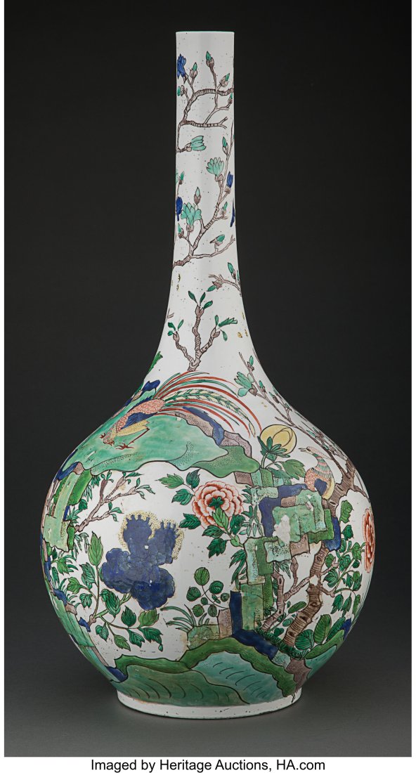 A Chinese Famille Verte Enameled Porcelain Vase (1 of 4)