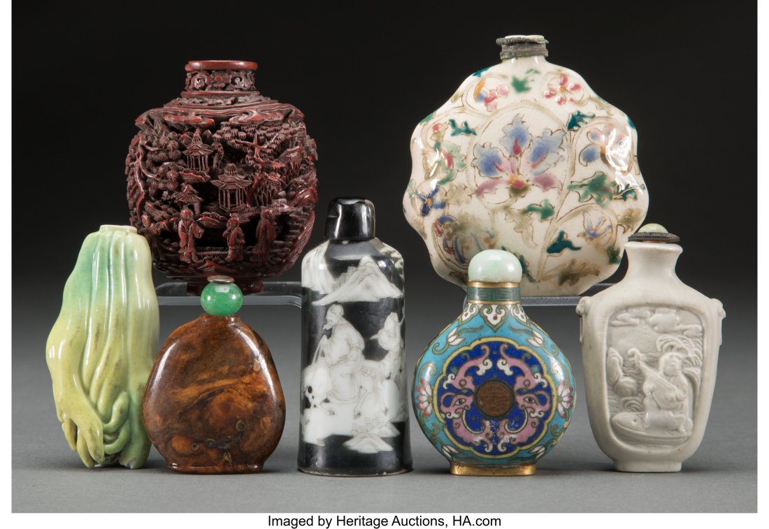 A Group of Seven Chinese Snuff Bottles Marks to (1 of 3)