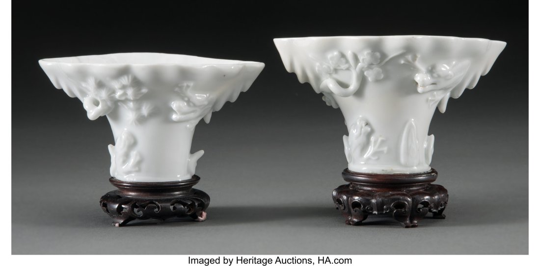 Two Chinese Blanc-de-Chine Libation Cups with St (1 of 3)