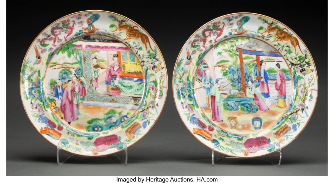 A Pair of Chinese Famille Rose and Gilt Porcelai (1 of 2)