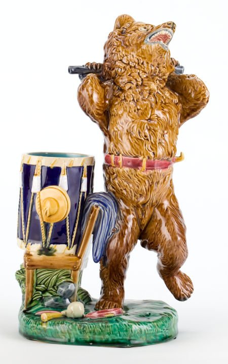 A MINTON MAJOLICA FIGURAL BEAR Minton, Stoke-on-: A MINTON MAJOLICA FIGURAL BEAR Minton, Stoke-on-Trent, Staffordshire, England, 1876 Mark