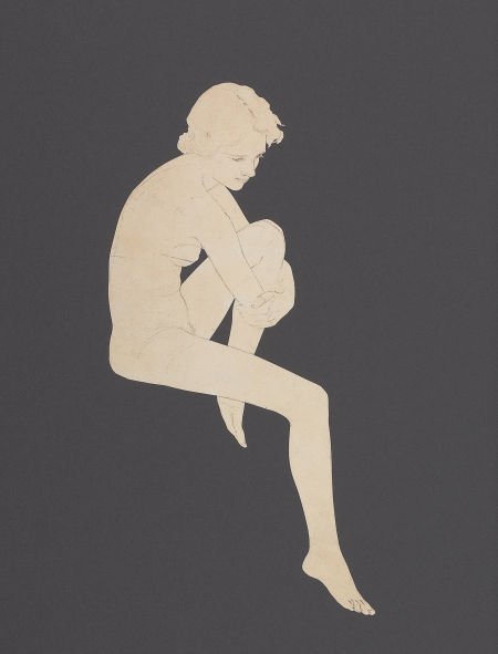 MAXFIELD PARRISH (American, 1870-1966) Seated Nu: MAXFIELD PARRISH (American, 1870-1966)Seated Nude, preliminary Edison Mazda Lamps