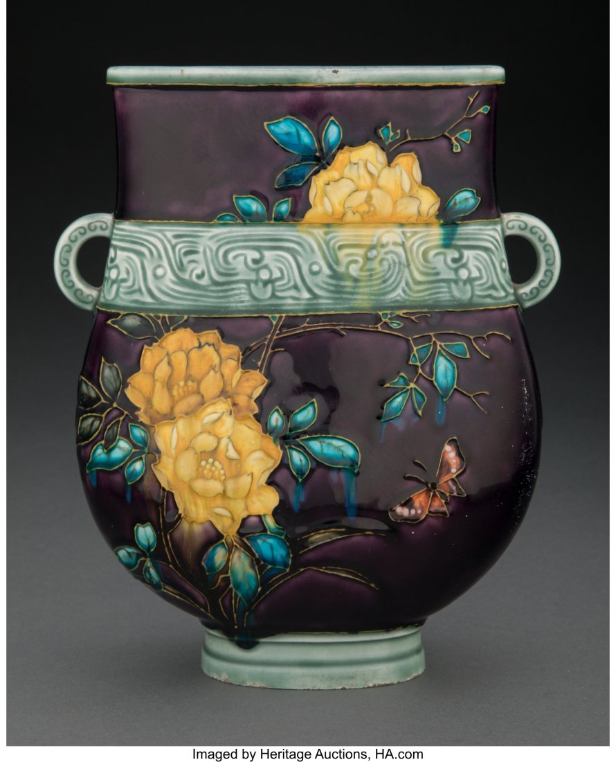 Théodore Deck Glazed Earthenware Floral Vase, c: Théodore Deck Glazed Earthenware Floral Vase, circa 1880 Marks: TH DECK 8-1/2 inches (21.7 cm) Property from the Estate of Angela Gross Folk HID03101062020 &cop