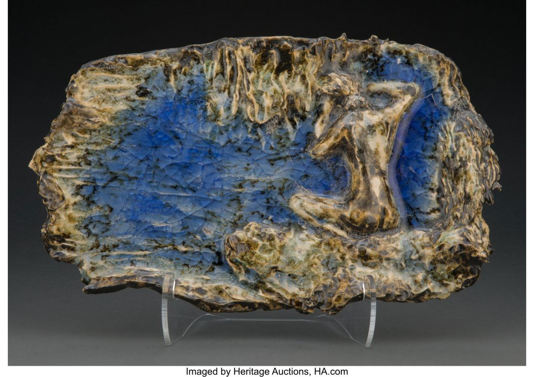 Henri Cros Glazed Ceramic Plaque, circa 1900 Mar: Henri Cros Glazed Ceramic Plaque, circa 1900 Marks: H.C. 9 x 15 inches (22.9 x 38.1 cm) HID03101062020 © 2023 Heritage Auctions | All Rights