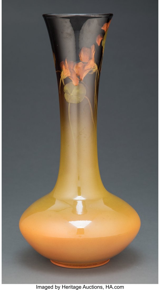 Rookwood Pottery Standard Glaze Floral Vase Deco: Rookwood Pottery Standard Glaze Floral Vase Decorated by Amelia Brown Sprague, 1898 Marks: (Rookwood cipher), 556 B, (triangle), ABS 14-1/8 inches