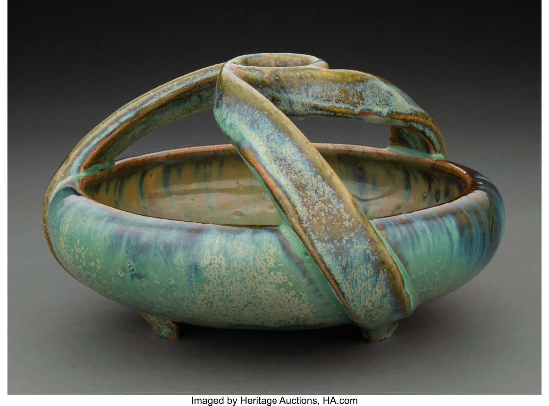 Fulper Pottery Glazed Ceramic Swirled Centerpiec: Fulper Pottery Glazed Ceramic Swirled Centerpiece, circa 1915 Marks: FULPER 5 x 8-1/4 inches (12.7 x 21.0 cm) HID03101062020 © 2023 Heritage Auctions &vert