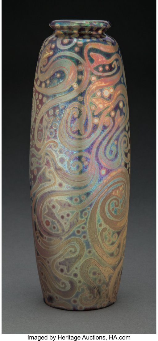 Weller Pottery Sicard Snake Vase, circa 1905 Mar: Weller Pottery Sicard Snake Vase, circa 1905 Marks: WELLER SICARD, 310 10-1/4 inches (26.0 cm) Property from the Estate of Angela Gross Folk HID03101062020 ©