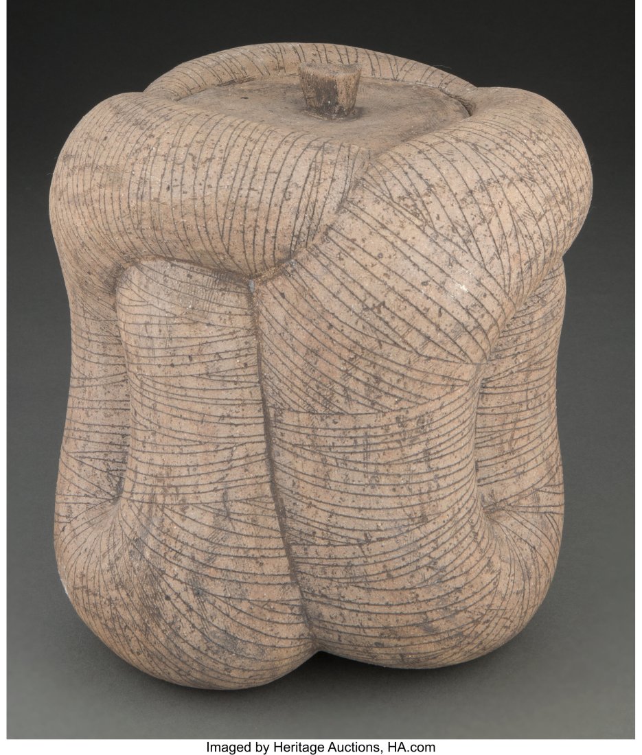 Takeuchi Shingo (Japanese, b. 1955) Sekki Mizusa: Takeuchi Shingo (Japanese, b. 1955) Sekki Mizusashi Stoneware 8-3/8 x 7-1/2 x 8 inches (21.3 x 19.1 x 20.3 cm) Incised artist's mark to un