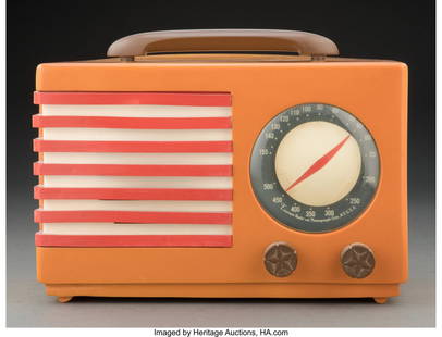 Norman Bel Geddes (American, 1893-1958) Model 40: Norman Bel Geddes (American, 1893-1958) Model 400 'Aristocrat' Radio, 1940, Emerson Radio & Phonograph Corporation Orange, red and brown catalin 8 x 10-3/4 x